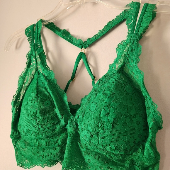 Aerie Fa La Lace Padded Bralette in Green Alpine Size Small NWT - Picture 4 of 9